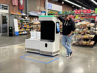 Self-checkout machine at Walmart